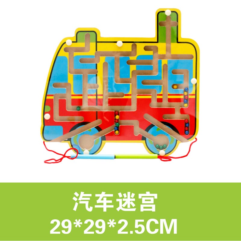 Wooden Balls Magnetic Pen Series Beads Maze Ring Cartoon Animal Track Children'S Educational Toys Intelligence - Image 3